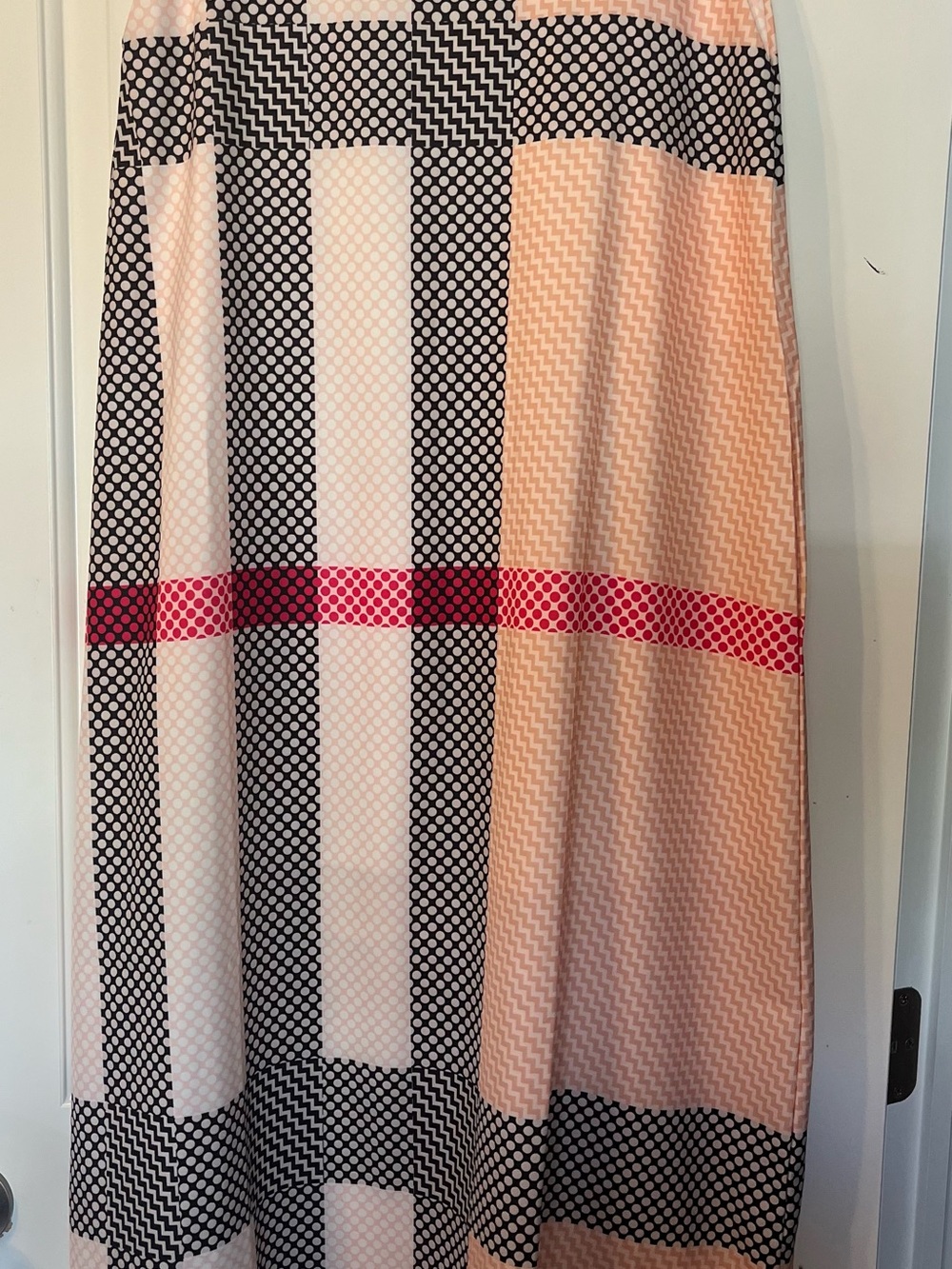 Patterned Midi Skirt - Pink & Black
